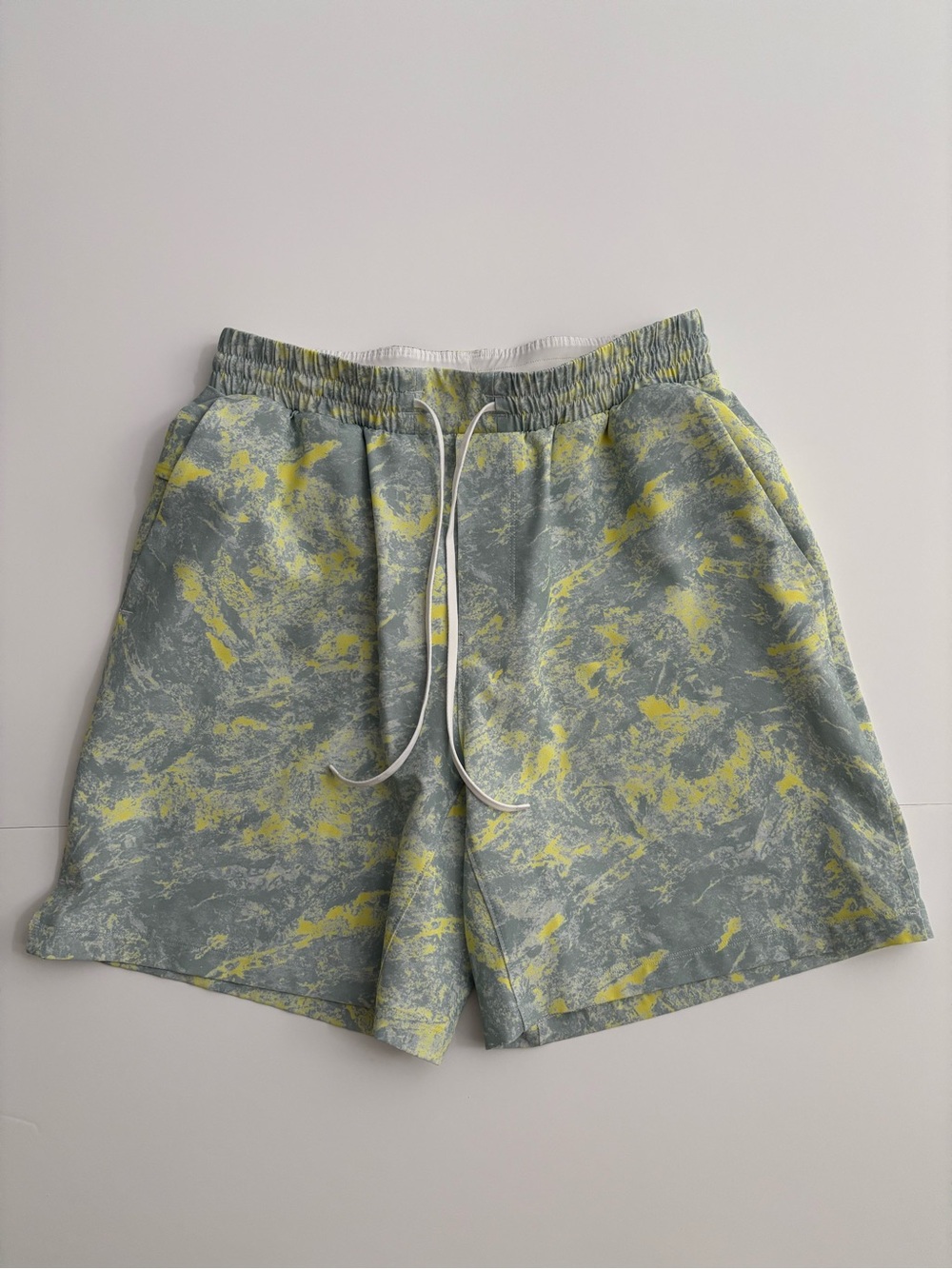 lululemon athletica Men's Marble-Print Swim Trunks in Gray and Yellow